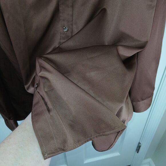 Men's FLEX Brown Long Sleeve Button Down Dress Shirt XL - Picture 6 of 13